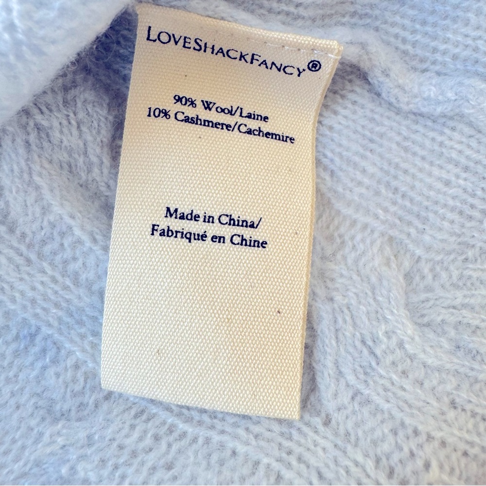 LoveShackFancy Elba cardigan wool cashmere baby blue size M - Picture 10 of 16
